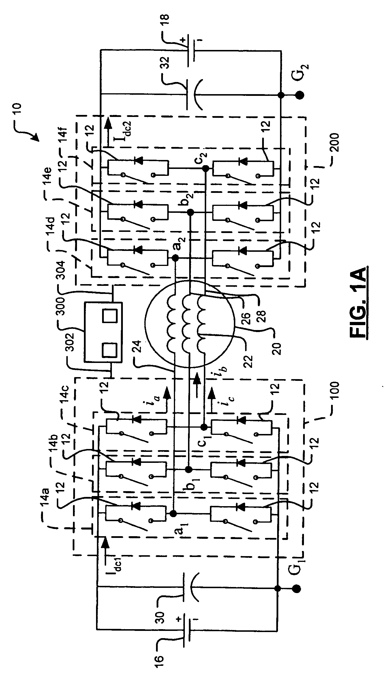 Double-ended inverter drive system topology for a hybrid vehicle