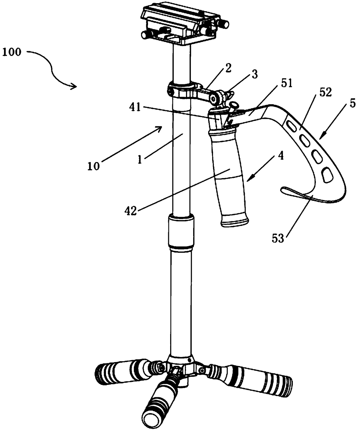 Handle with arm support for camera shooting apparatus