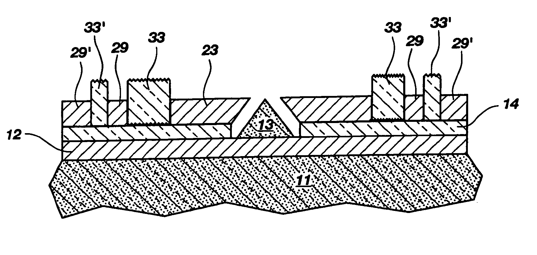 Electrode structures, display devices containing the same