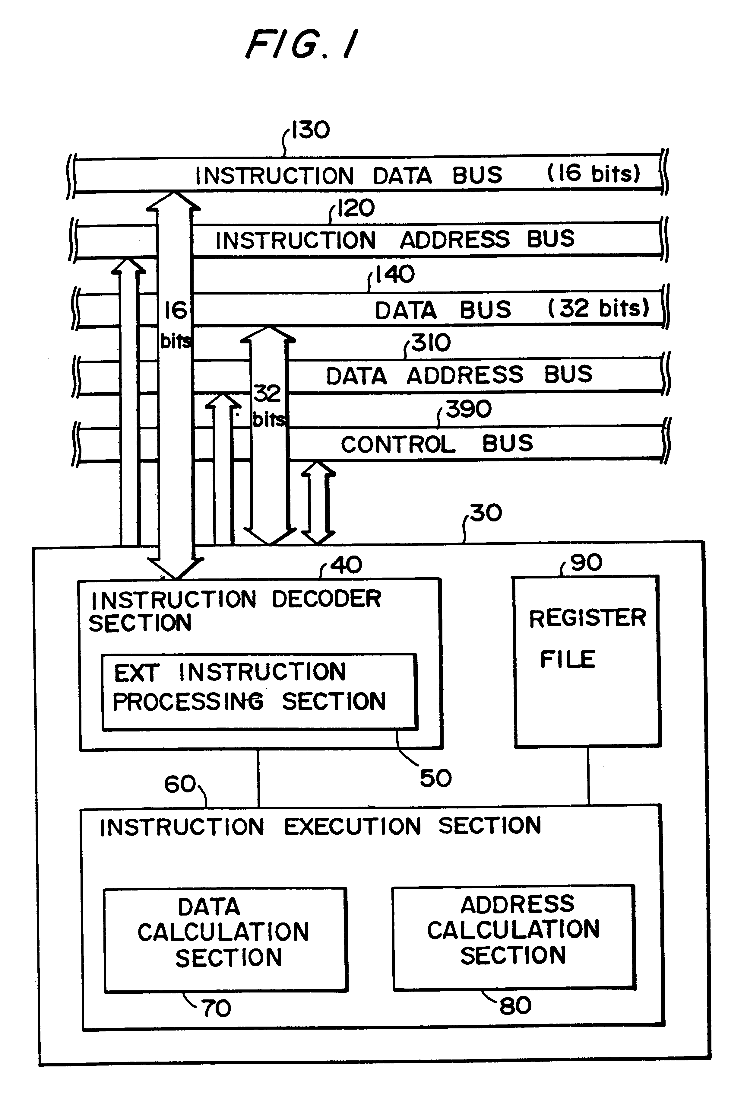 Data processing circuit with target instruction and prefix instruction