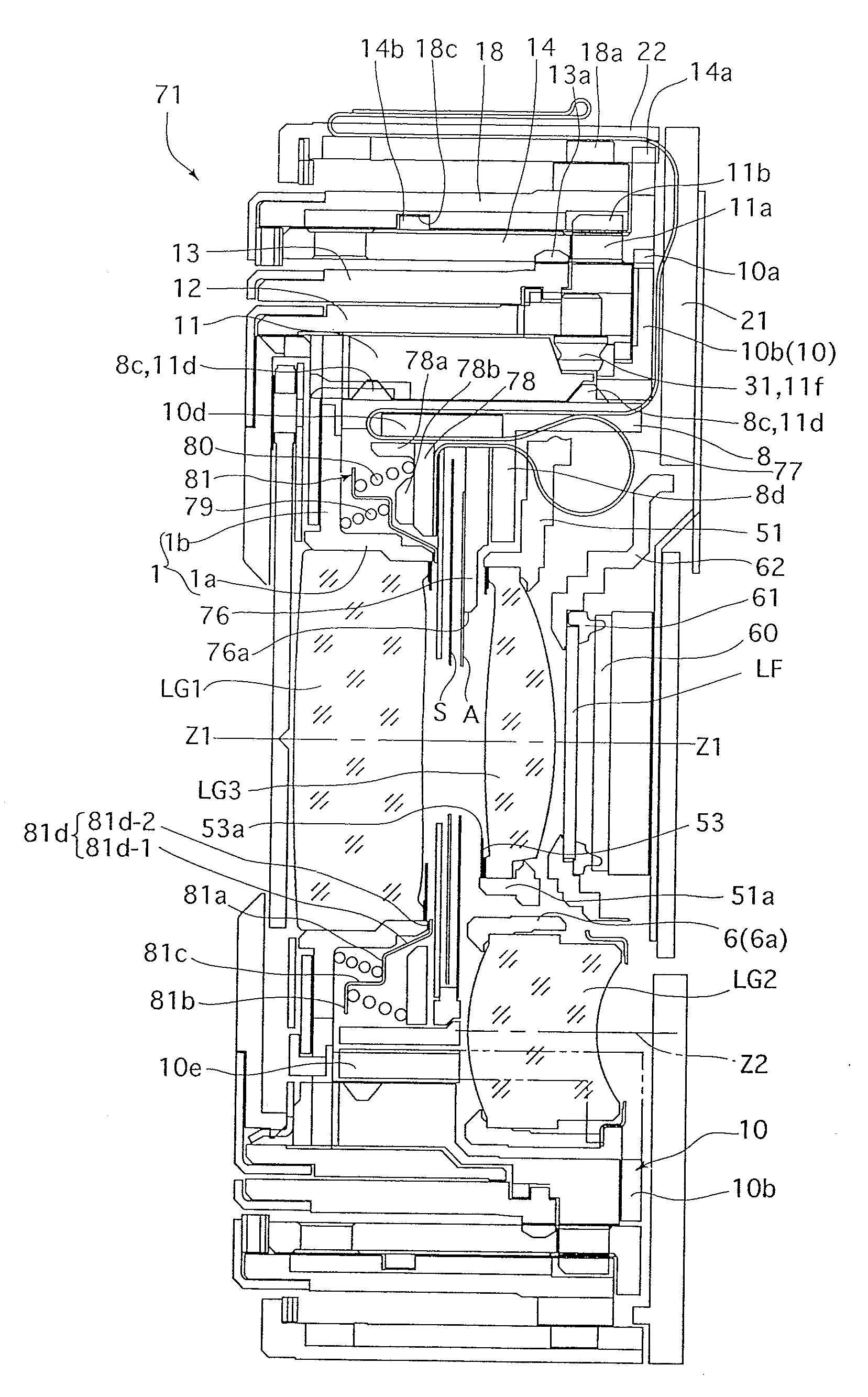 Light shieldling structure of an optical device