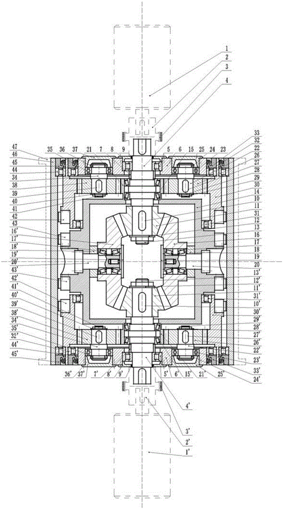 Differential planetary reducer for crane