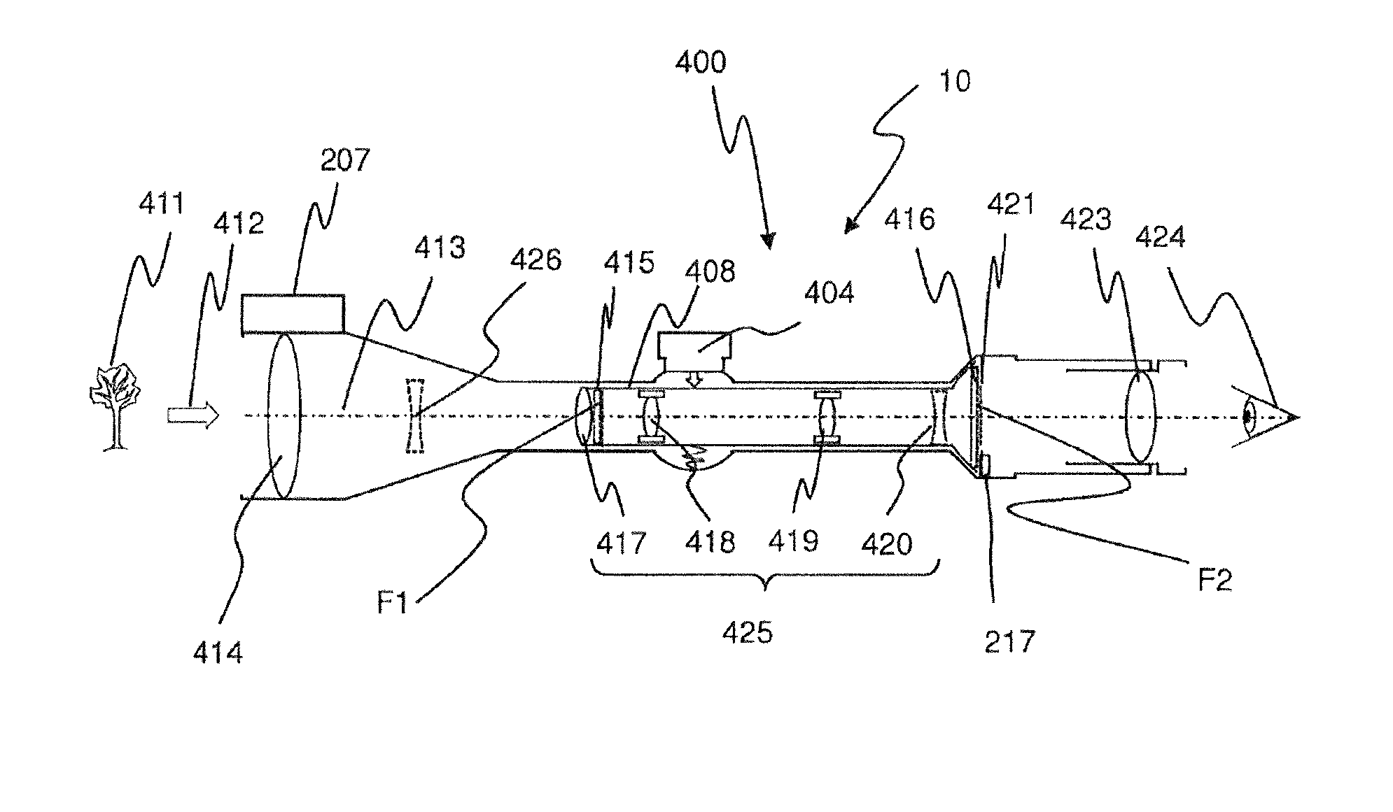Long-range optical instrument and peripheral device and method for providing communication between the long-range optical instrument and the peripheral device