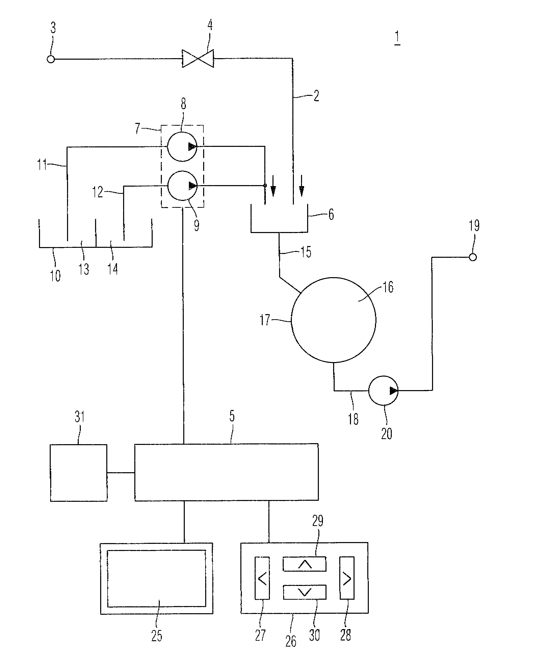 Water-conducting domestic appliance having a metering device and several metering pumps