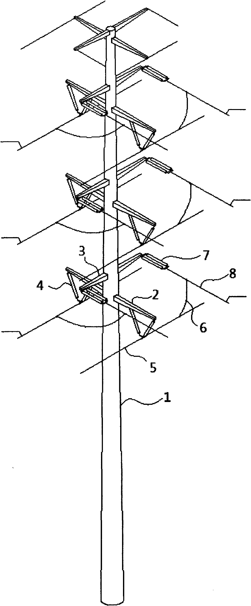 Power transmission line steel tube tower and construction method thereof