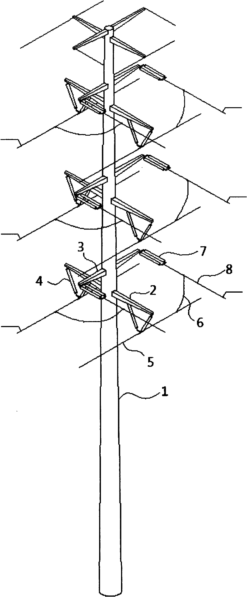 Power transmission line steel tube tower and construction method thereof