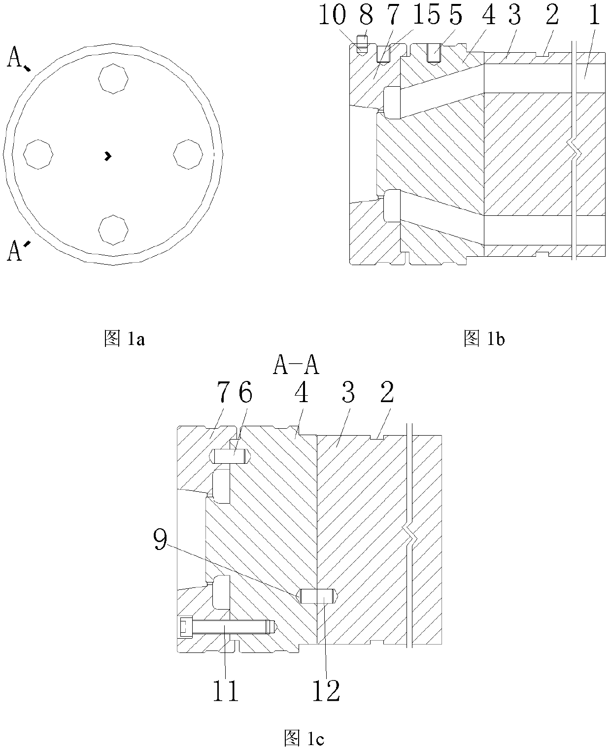 Mould for multi-blank equal-channel angular welding extruded molded pipe