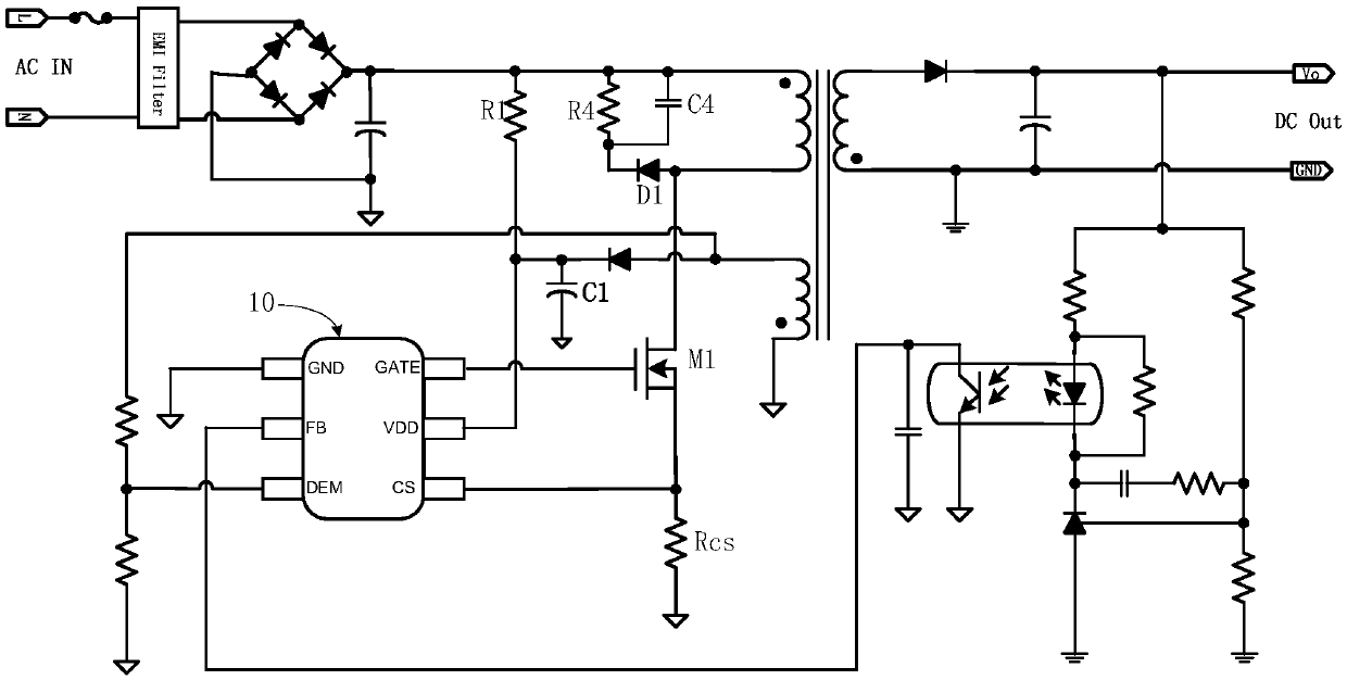 A transformer anti-saturation control system for flyback switching power supply