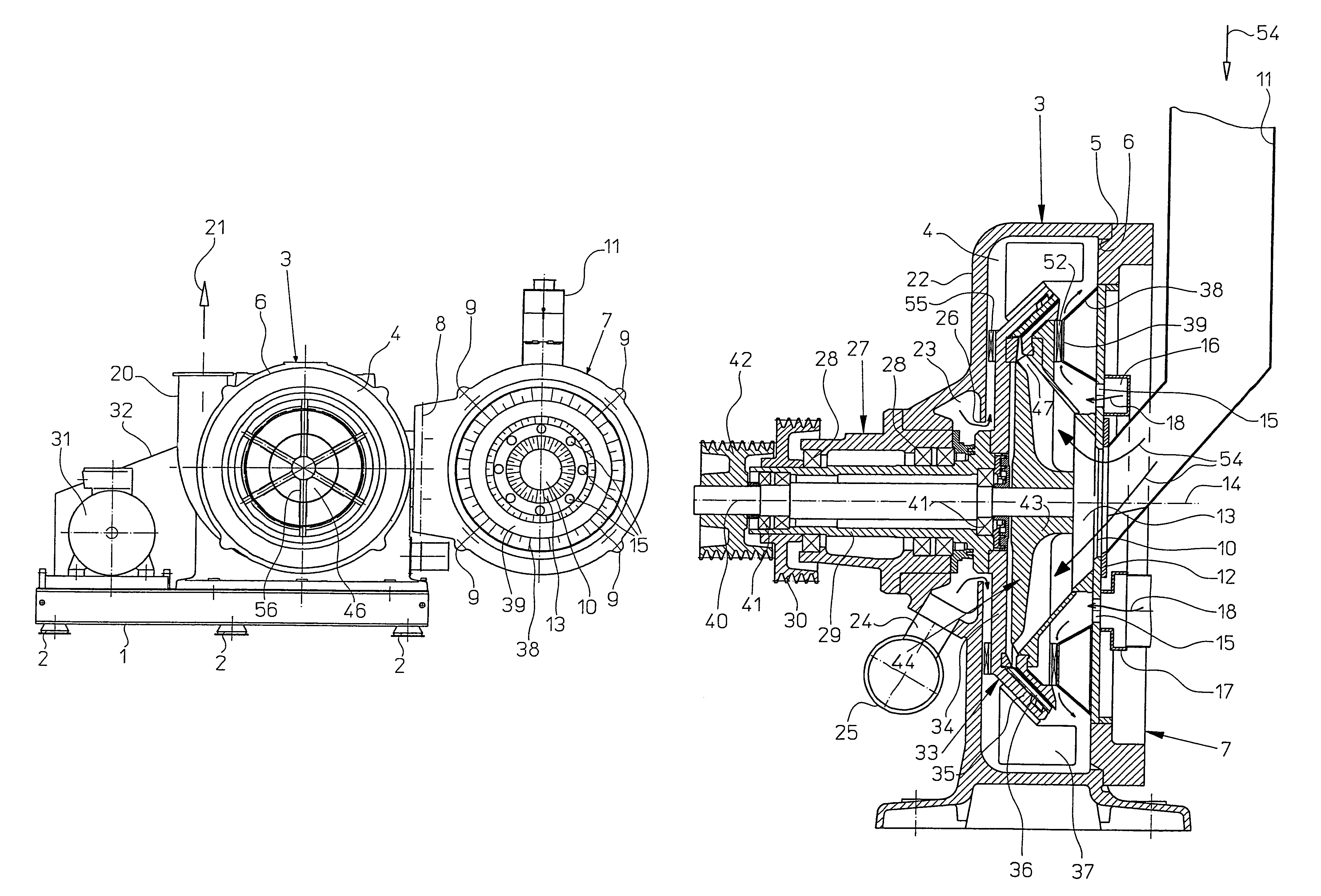 Apparatus for comminuting material having a cool air channel