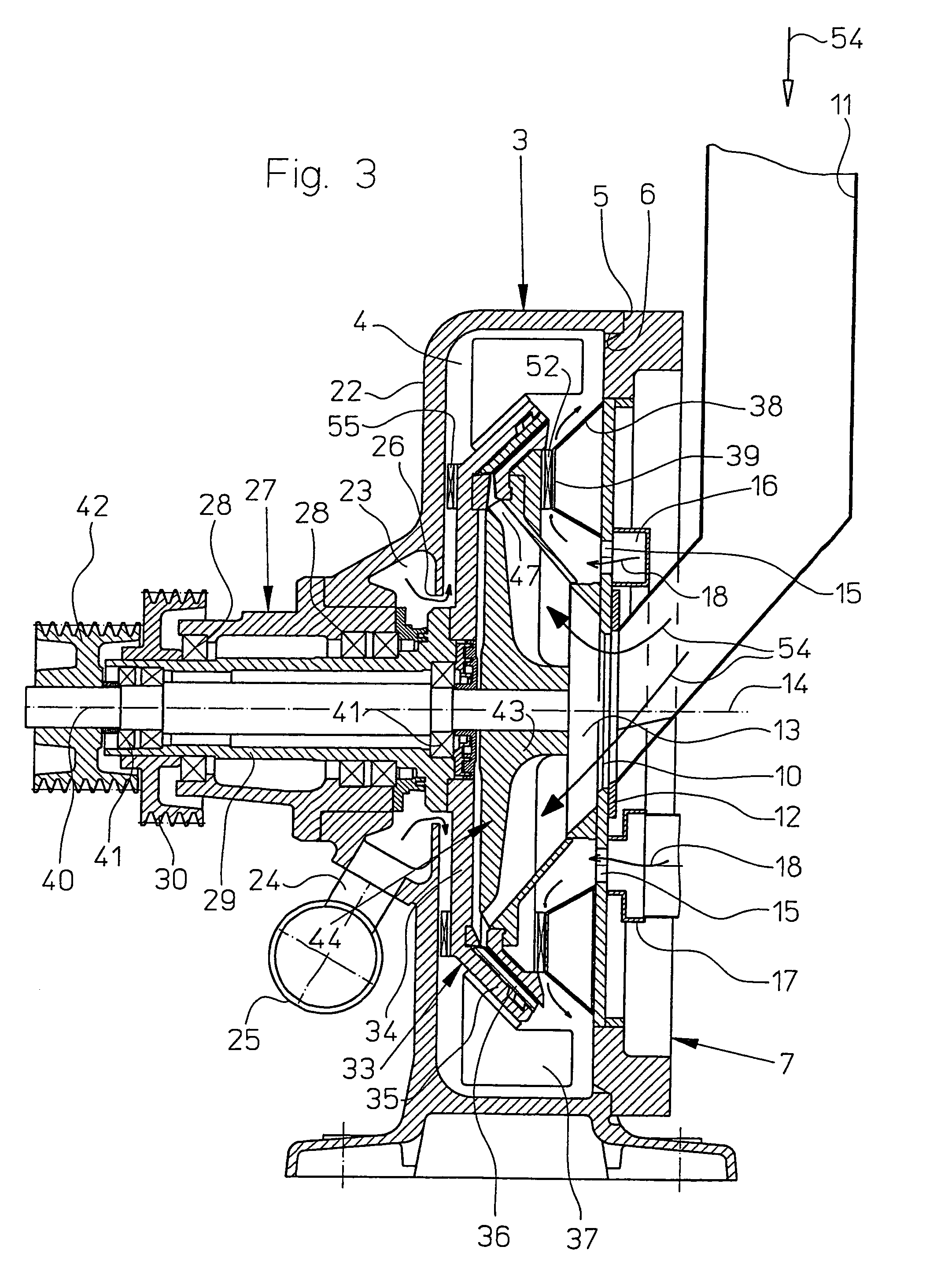 Apparatus for comminuting material having a cool air channel