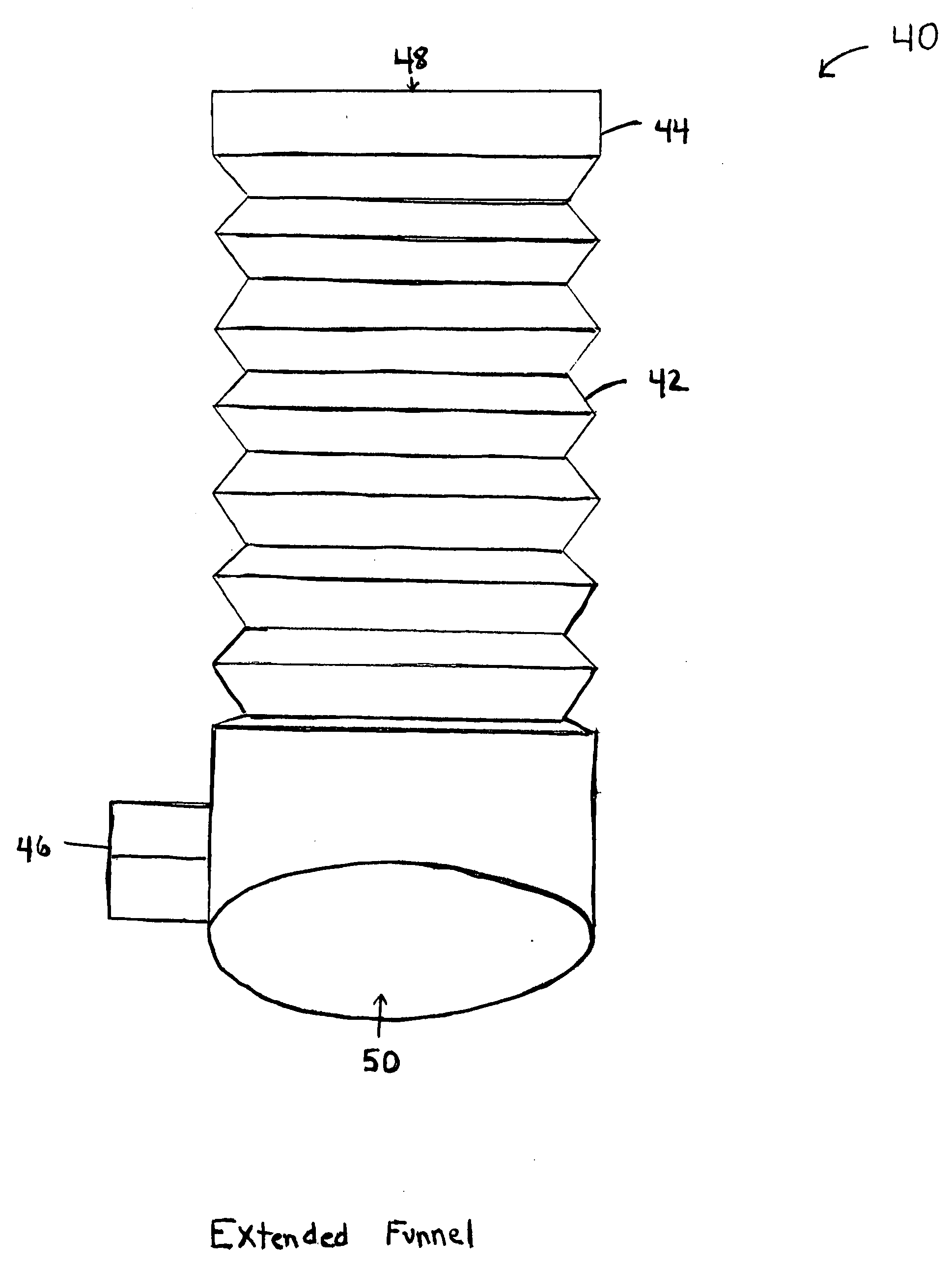 Funnel in combination with a commercial appliance