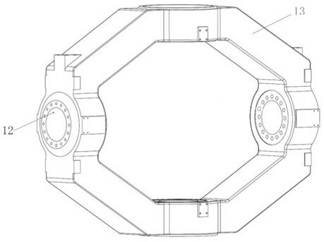 Horizontal type three-axis simulation turntable with four symmetrical pitch axis motors