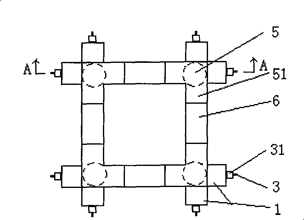 Building combined type foundation, collar beam and combined frame composed of foundation and collar beam