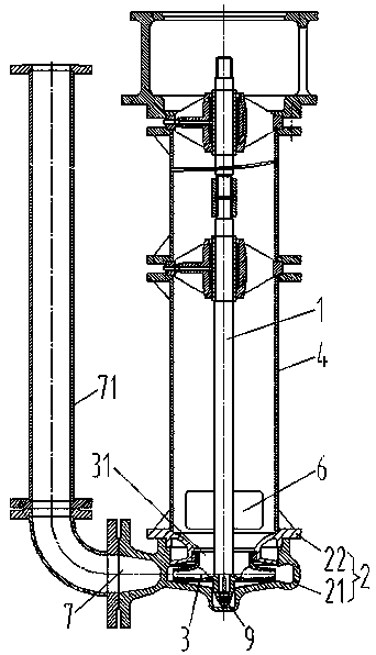 Axial force self-balancing vertical centrifugal pump