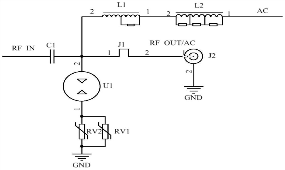 Overcurrent lightning protection circuit for HFC transmission device and HFC transmission device thereof