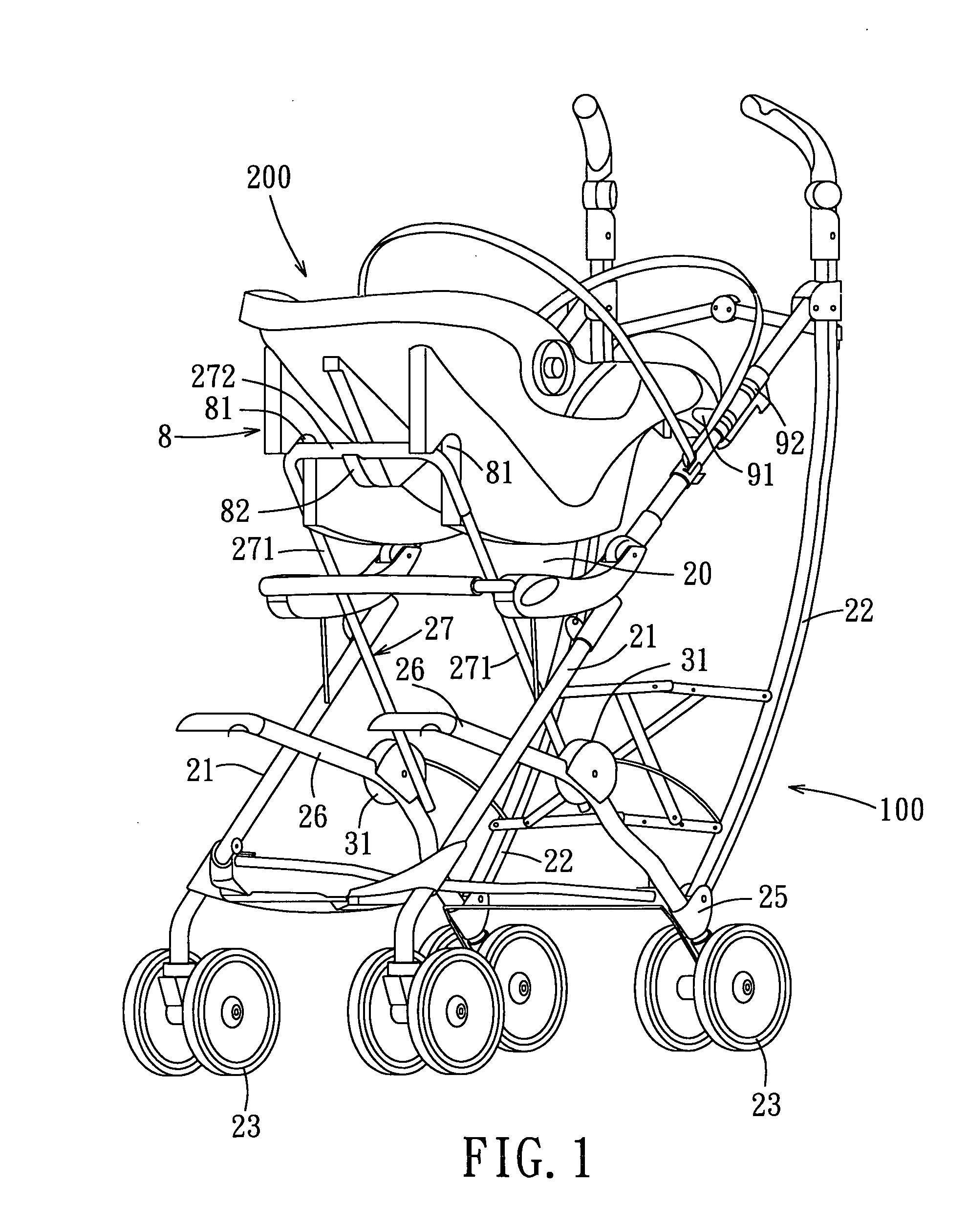 Baby carriage chassis adapted to support a baby's car seat thereon
