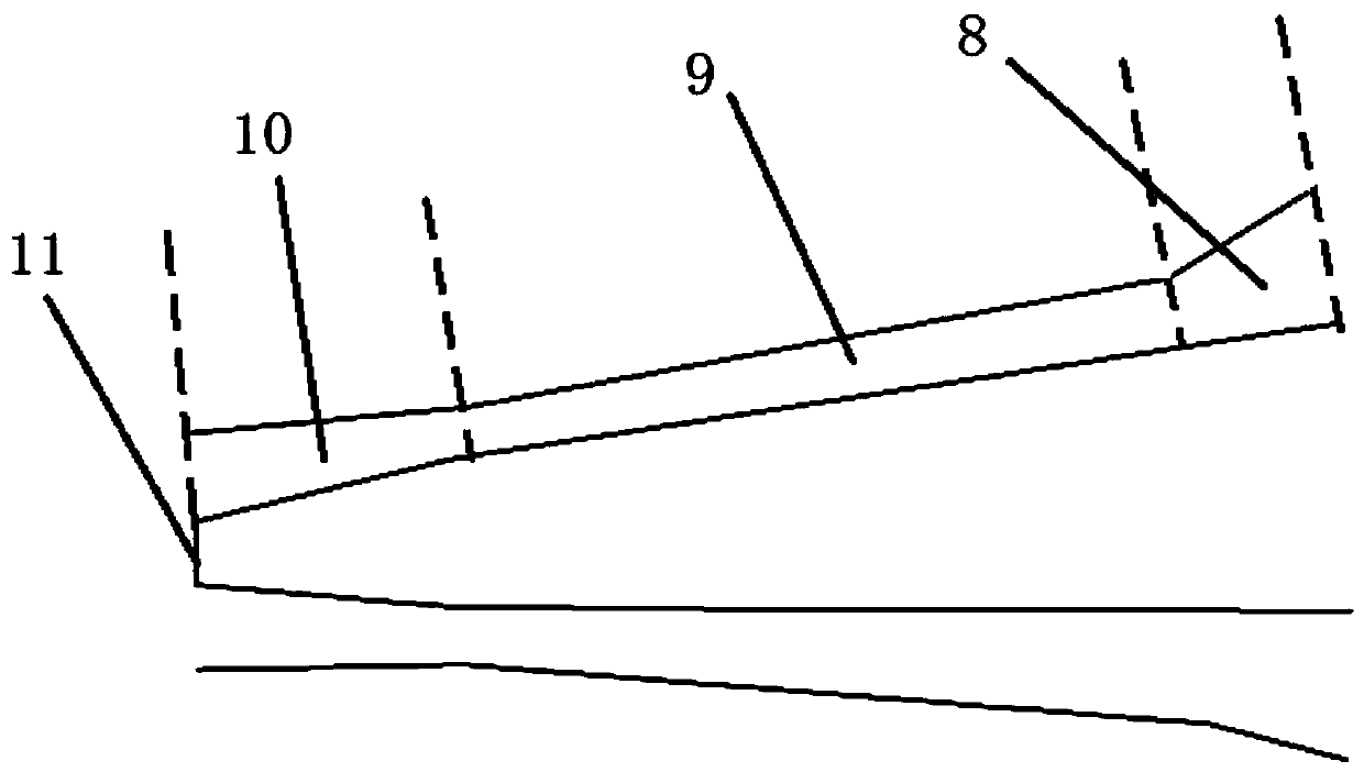 Alloy steel fork center of asymmetrically welded three-throw turnout of I-shaped rail