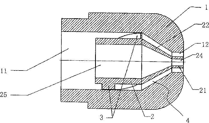 Rotary dual jet flows boring method under high pressure