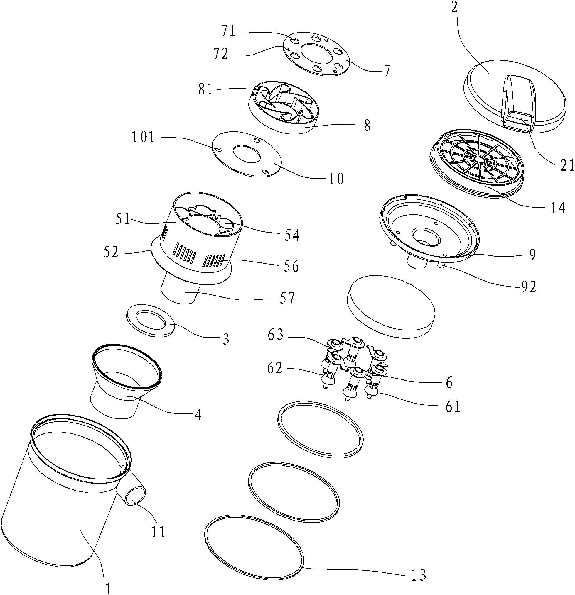 Cyclone separation dust cup of dust collector