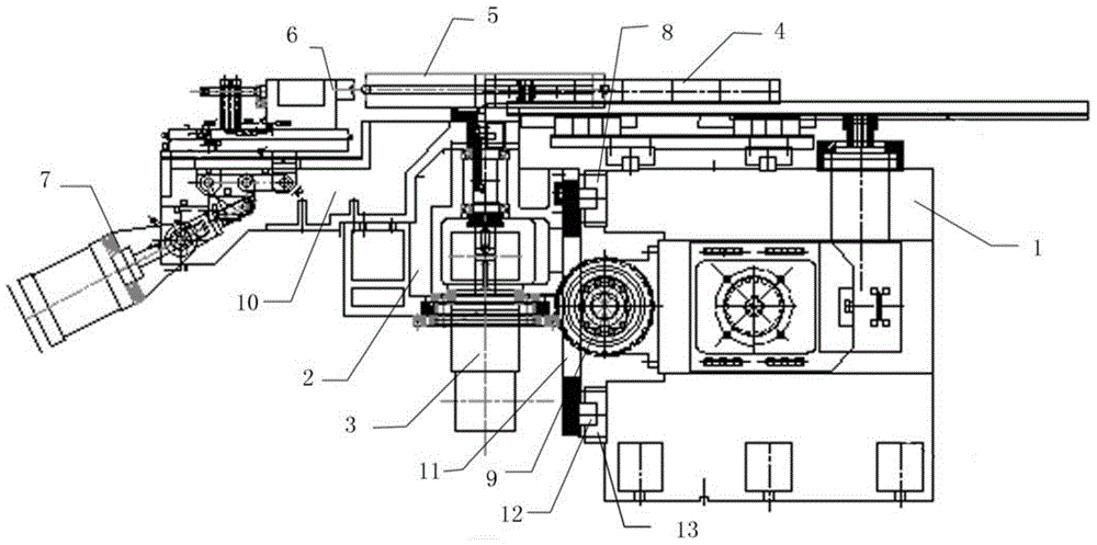 Pipe bending device of pipe bending machine applied for molding heat transferring tube of nuclear power evaporator