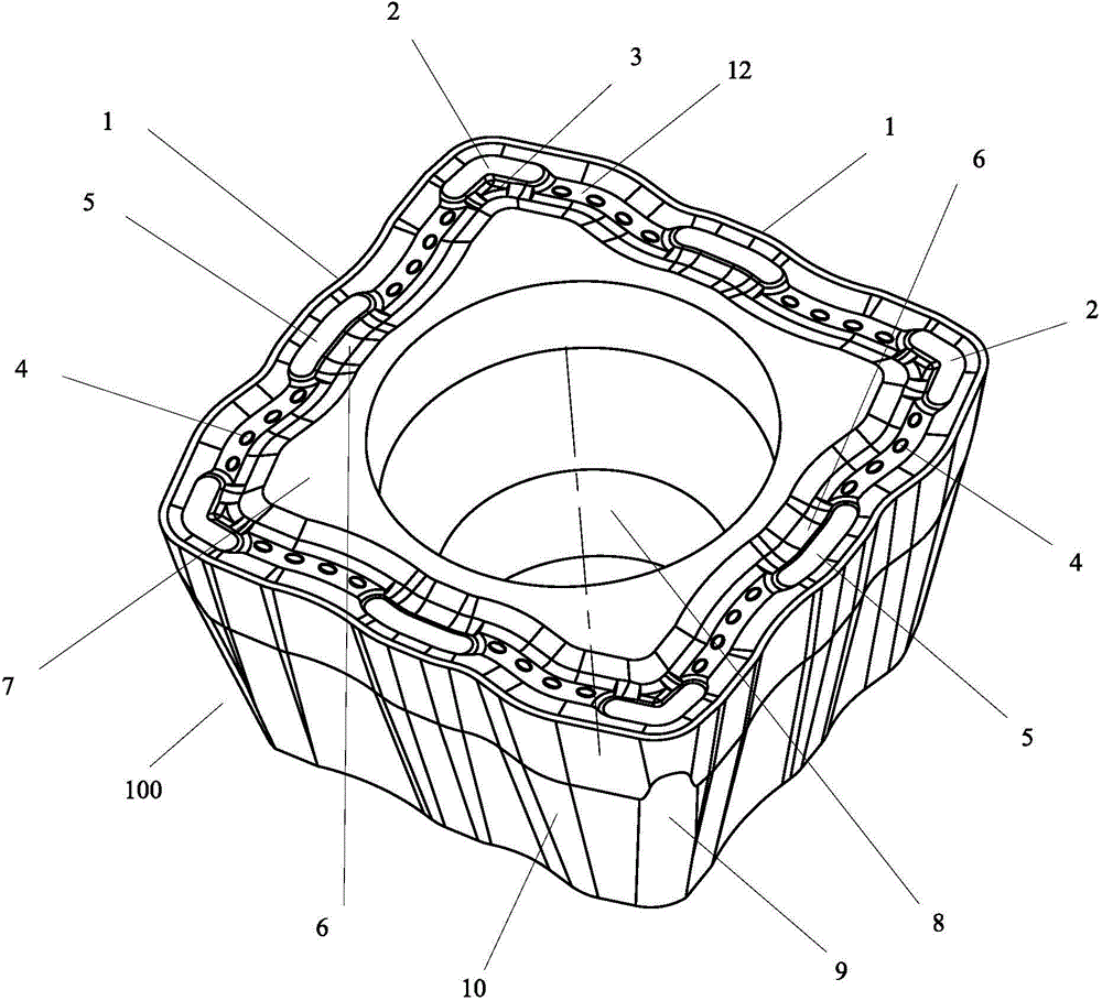 Special blade for laying drilling of four fist-shaped edges