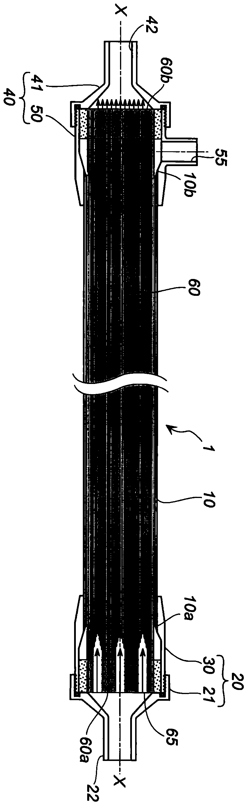 External-pressure-type hollow fiber membrane module