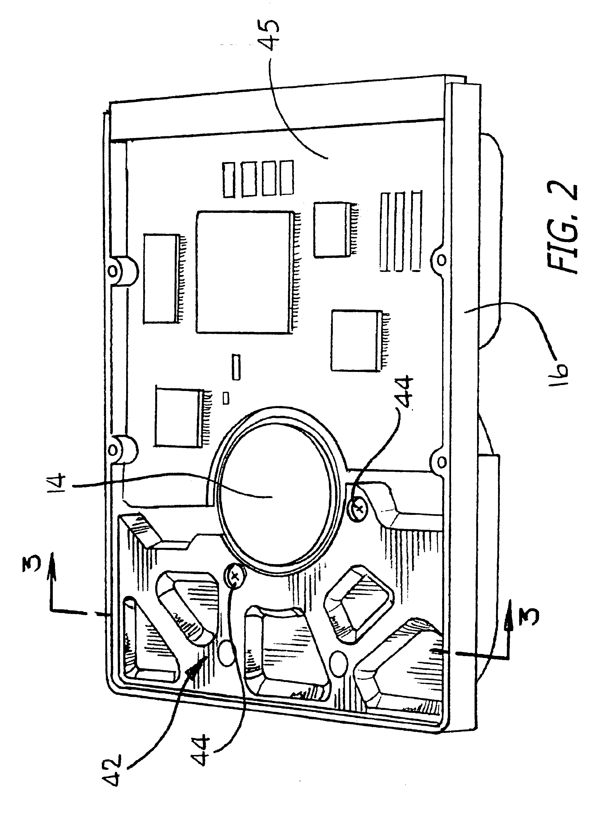 Wave stringer for controlling acoustic noise and shock vibration in a storage device