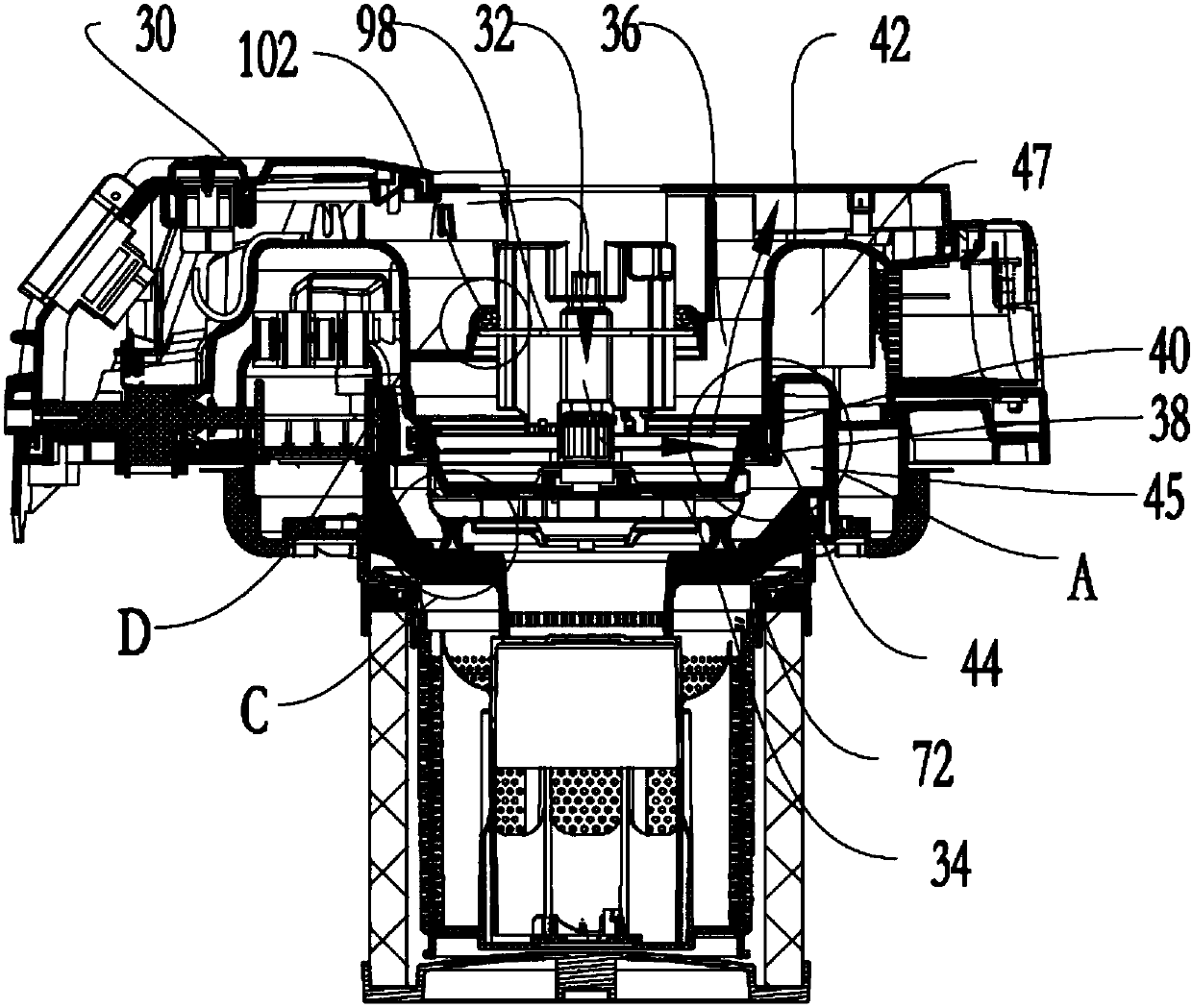 Sealing installation mechanism of motor in small and medium-sized electrical appliance