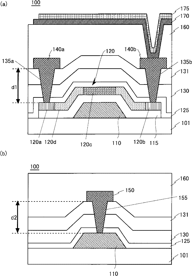Thin film transistor and manufacturing method for same, semiconductor device and manufacturing method for same, and display device