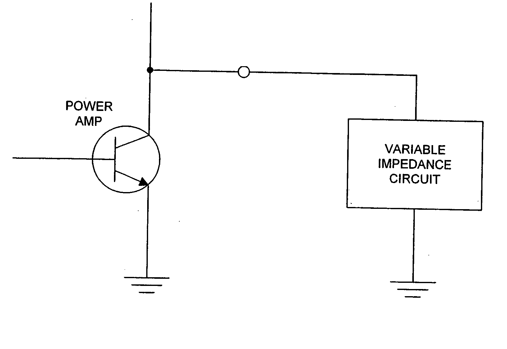 Self-tuning variable impedance circuit for impedance matching of power amplifiers