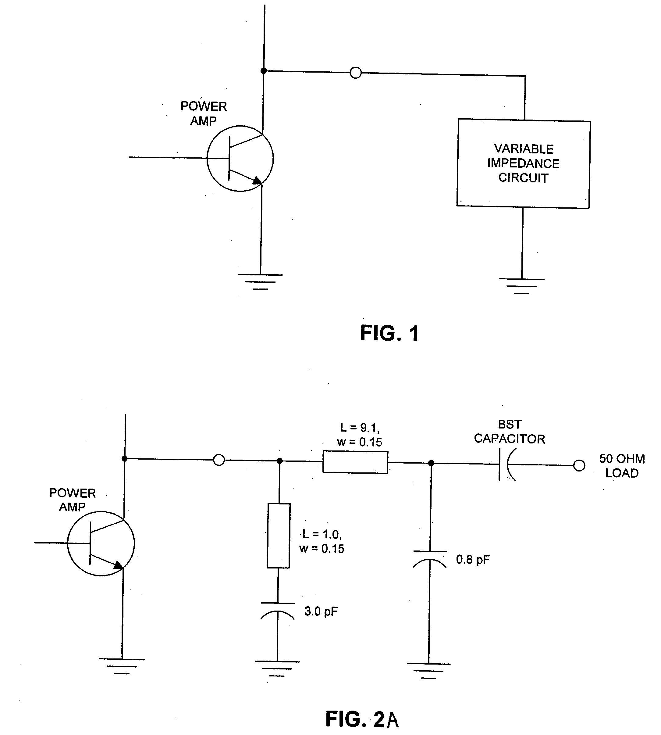 Self-tuning variable impedance circuit for impedance matching of power amplifiers