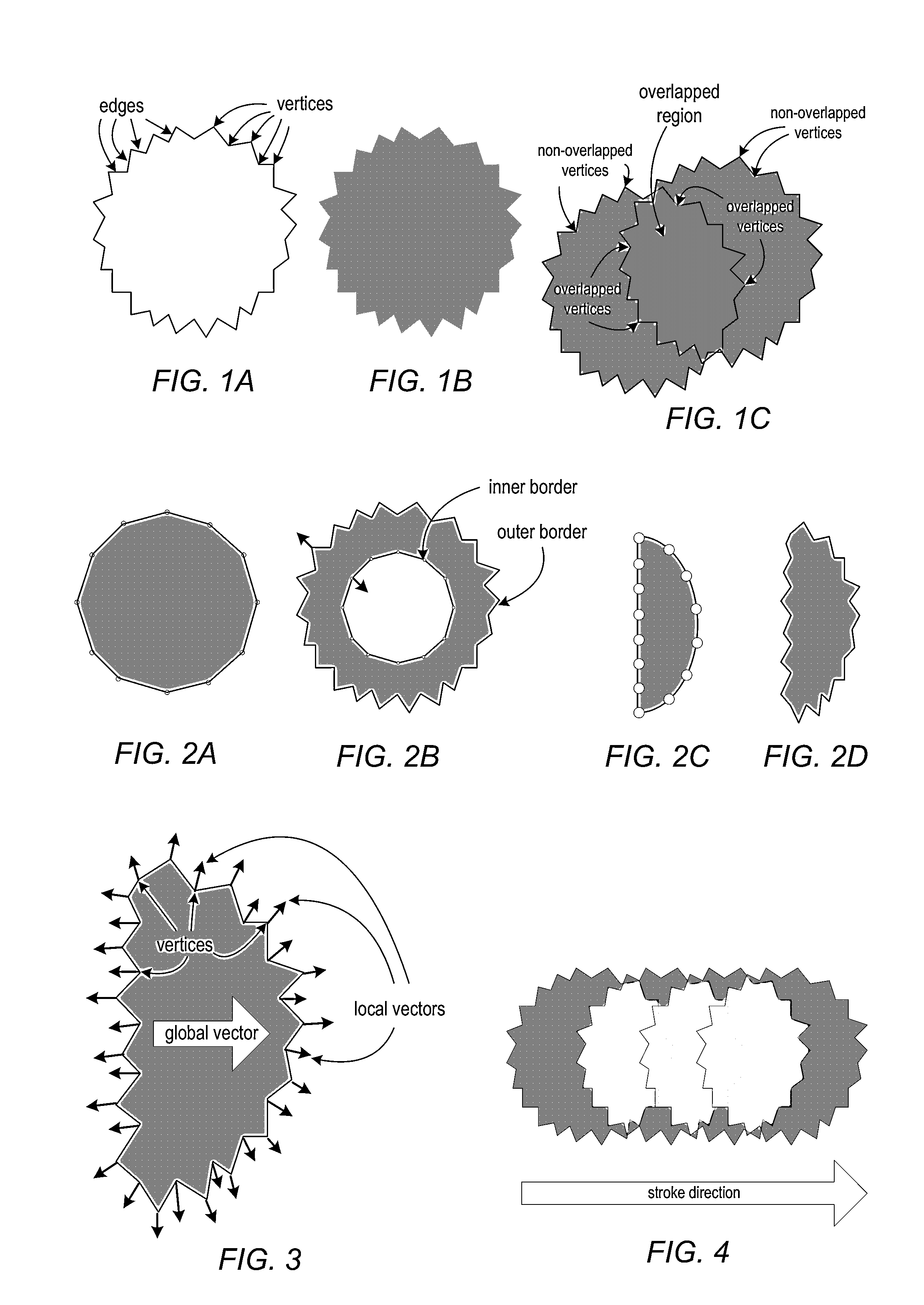 Methods and apparatus for simulation of fluid motion using procedural shape growth