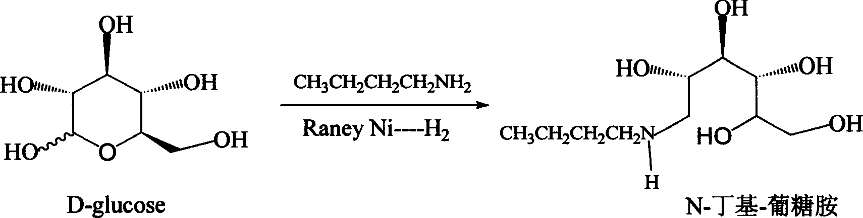 Method for synthesizing N-butyl-glucosamine