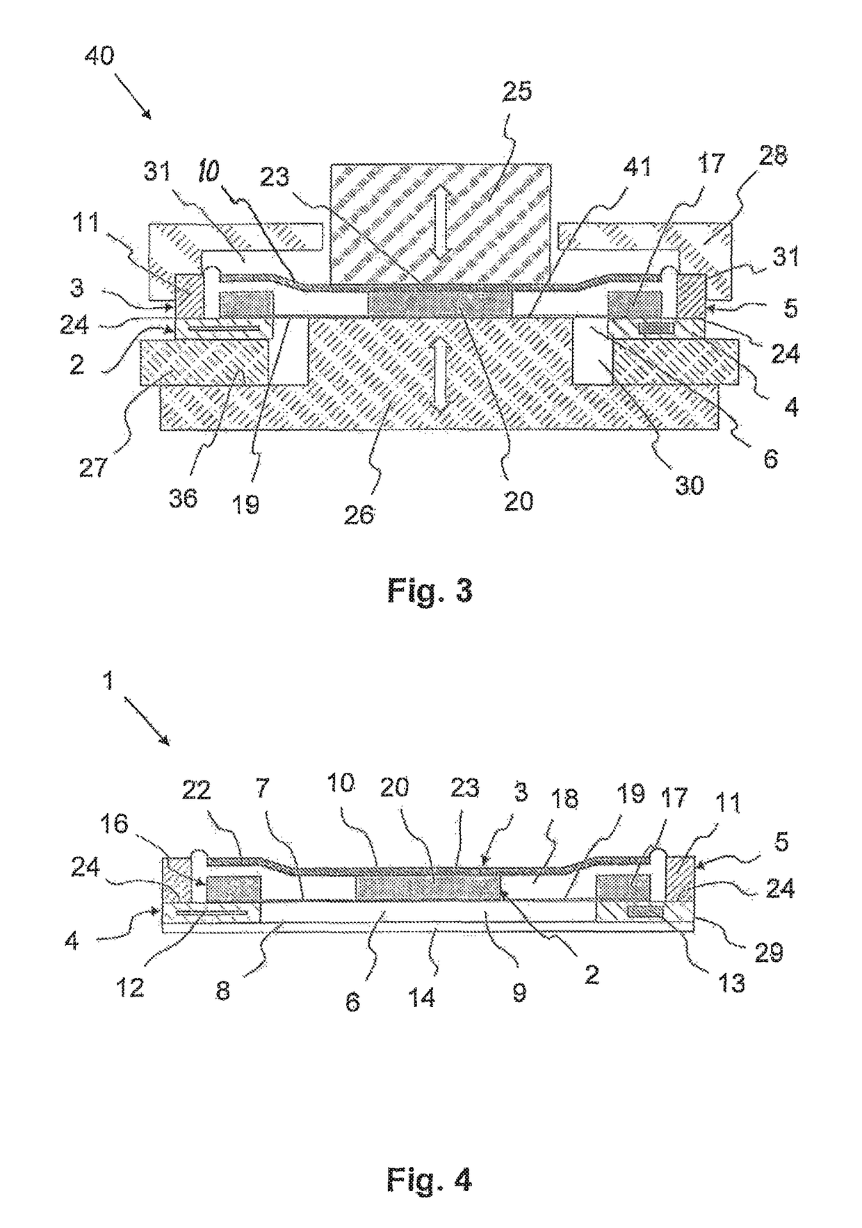 Circuit board module comprising a continuous cavity, associated sonic transducer assembly, and production method