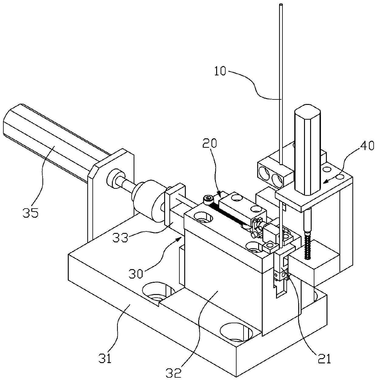 A spring feeding device of a universal head assembly machine