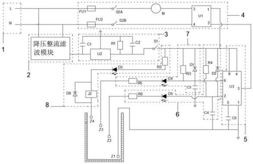 Water level control circuit of electric steam boiler