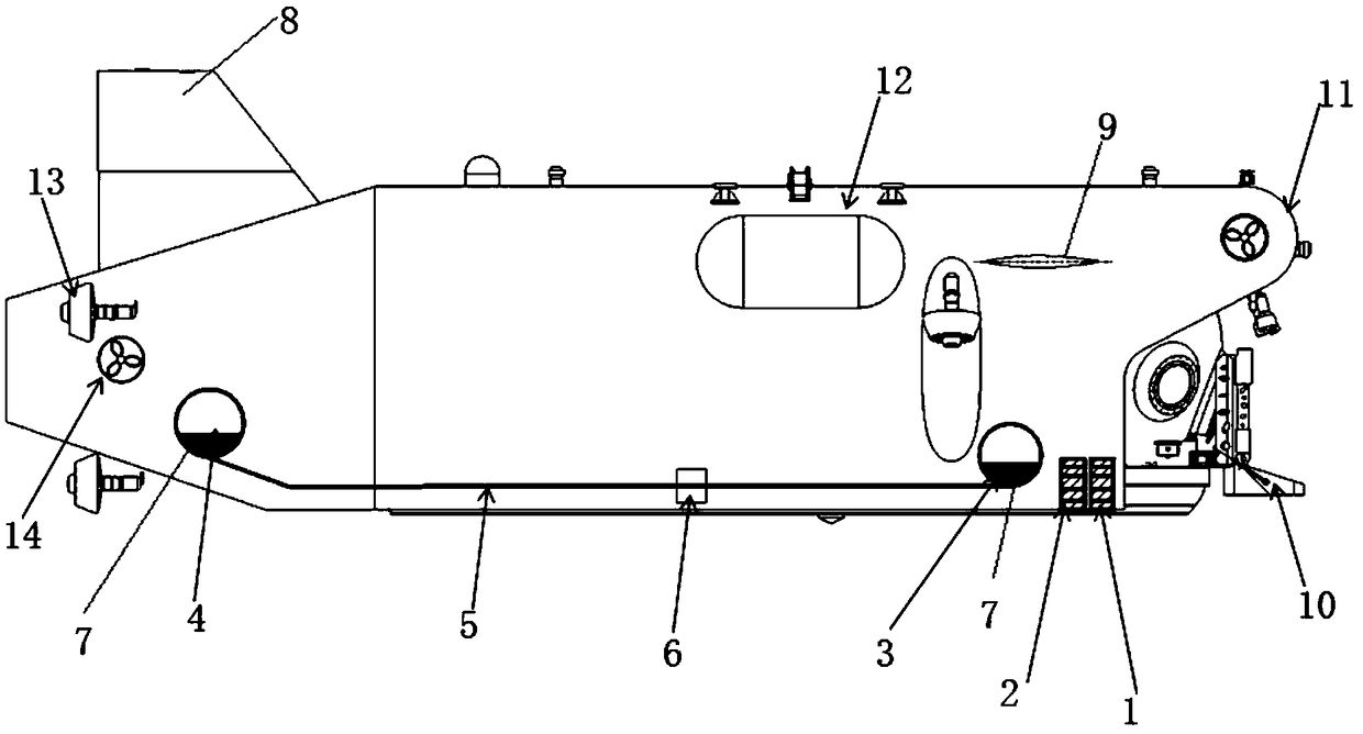 Unpowered dive floating motion method and system applied to large depth submersible