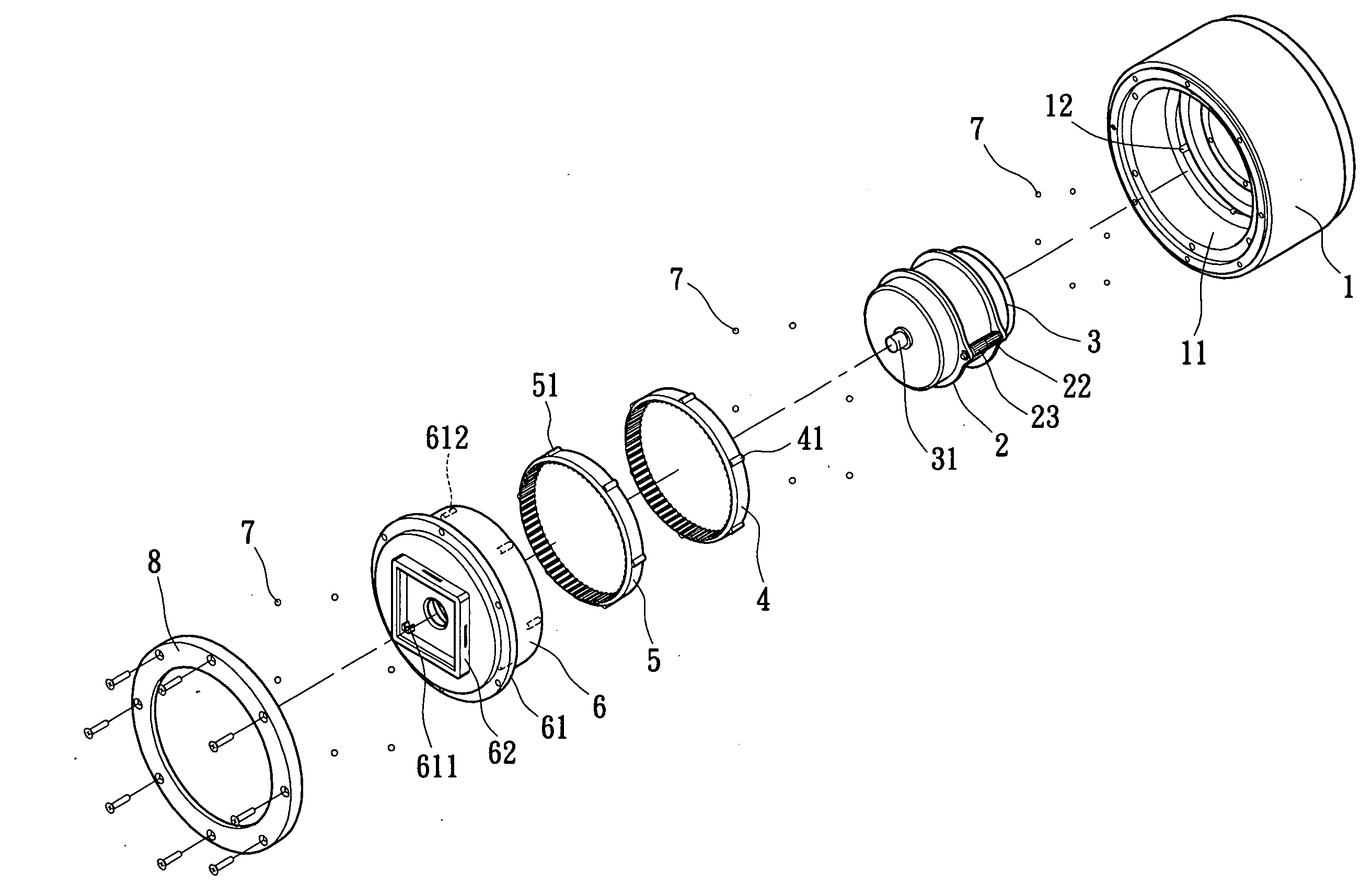 Modular gear train mechanism with an internal motor