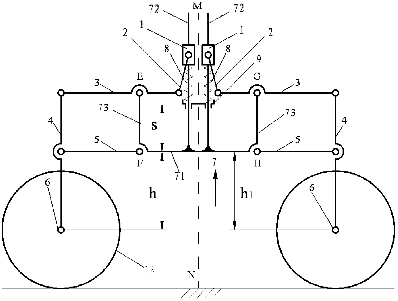 Vehicle chassis height regulating suspension and vehicle with same