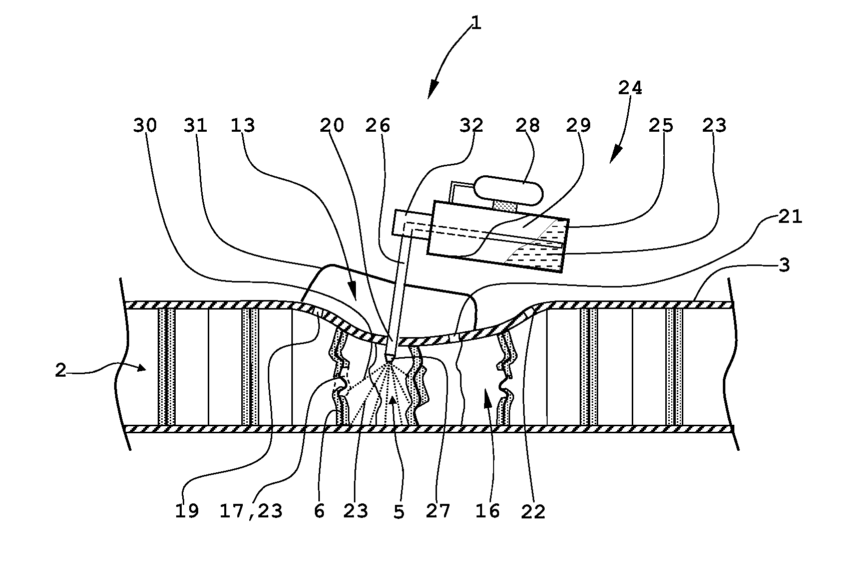 Method and a spraying device for the repair of a sandwich plate