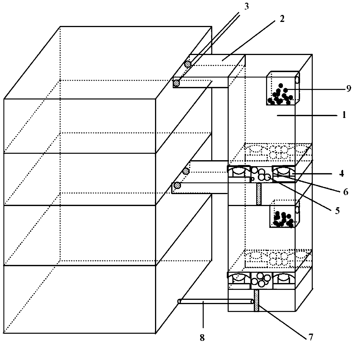 Pendulum type external elevator shaft system with multi-stage frequency modulation function