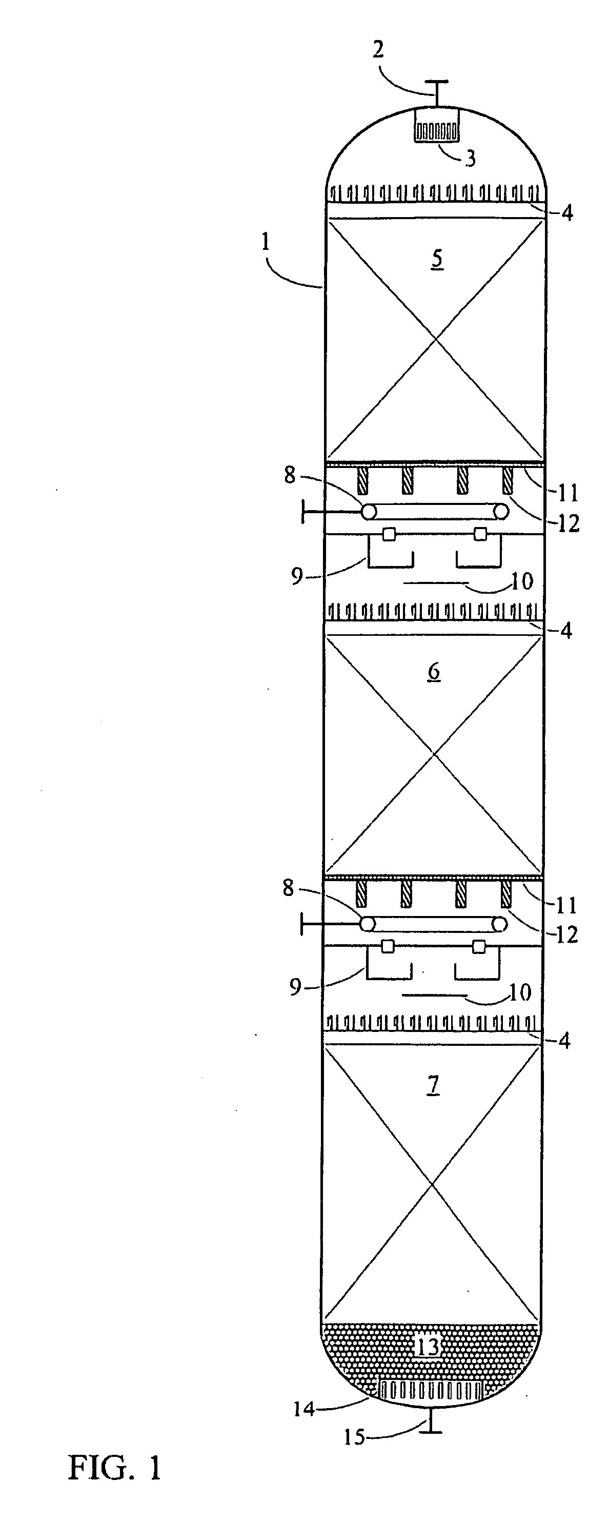 Distribution device for two-phase concurrent downflow vessels