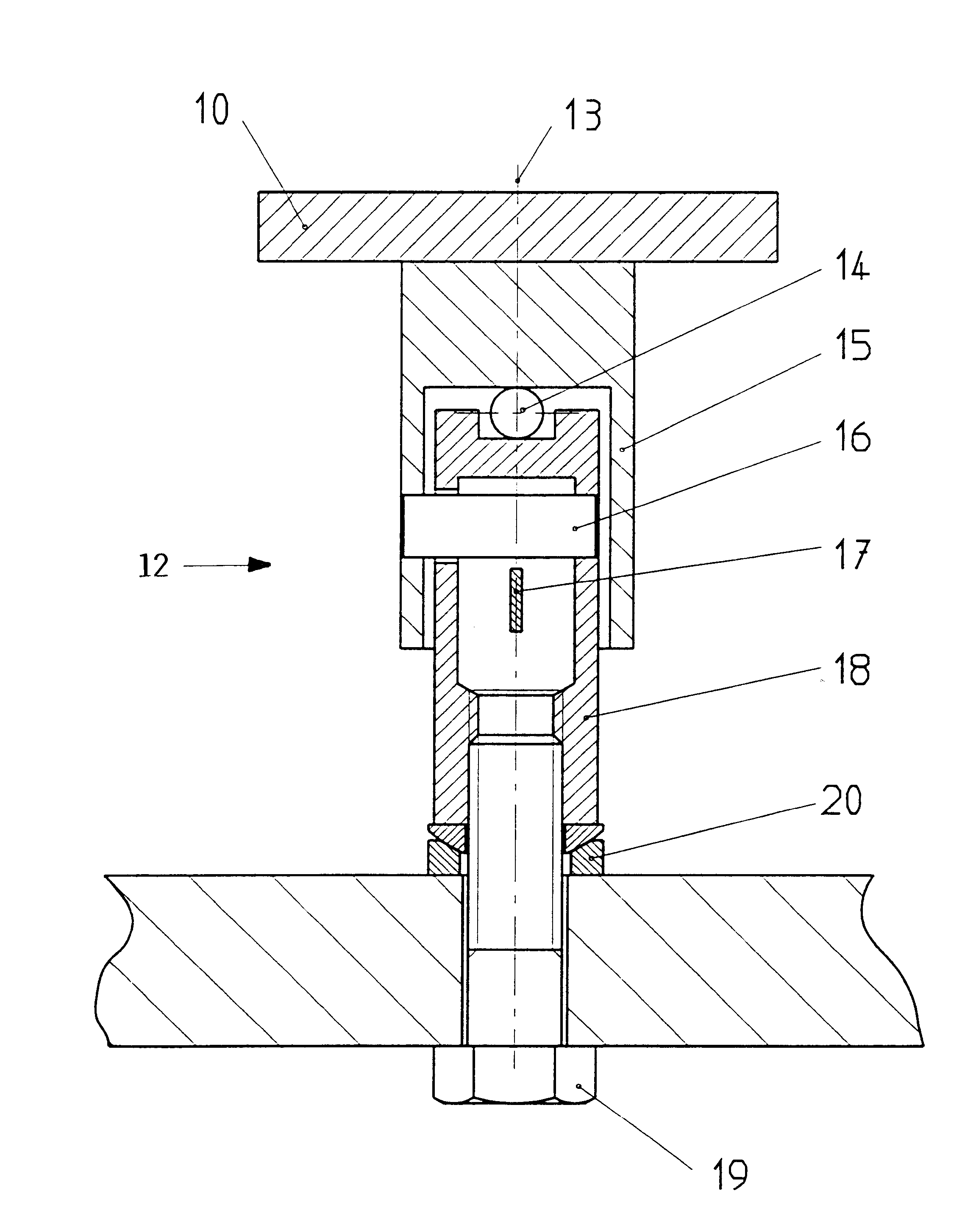Torque measuring device for a device measuring the flow of material