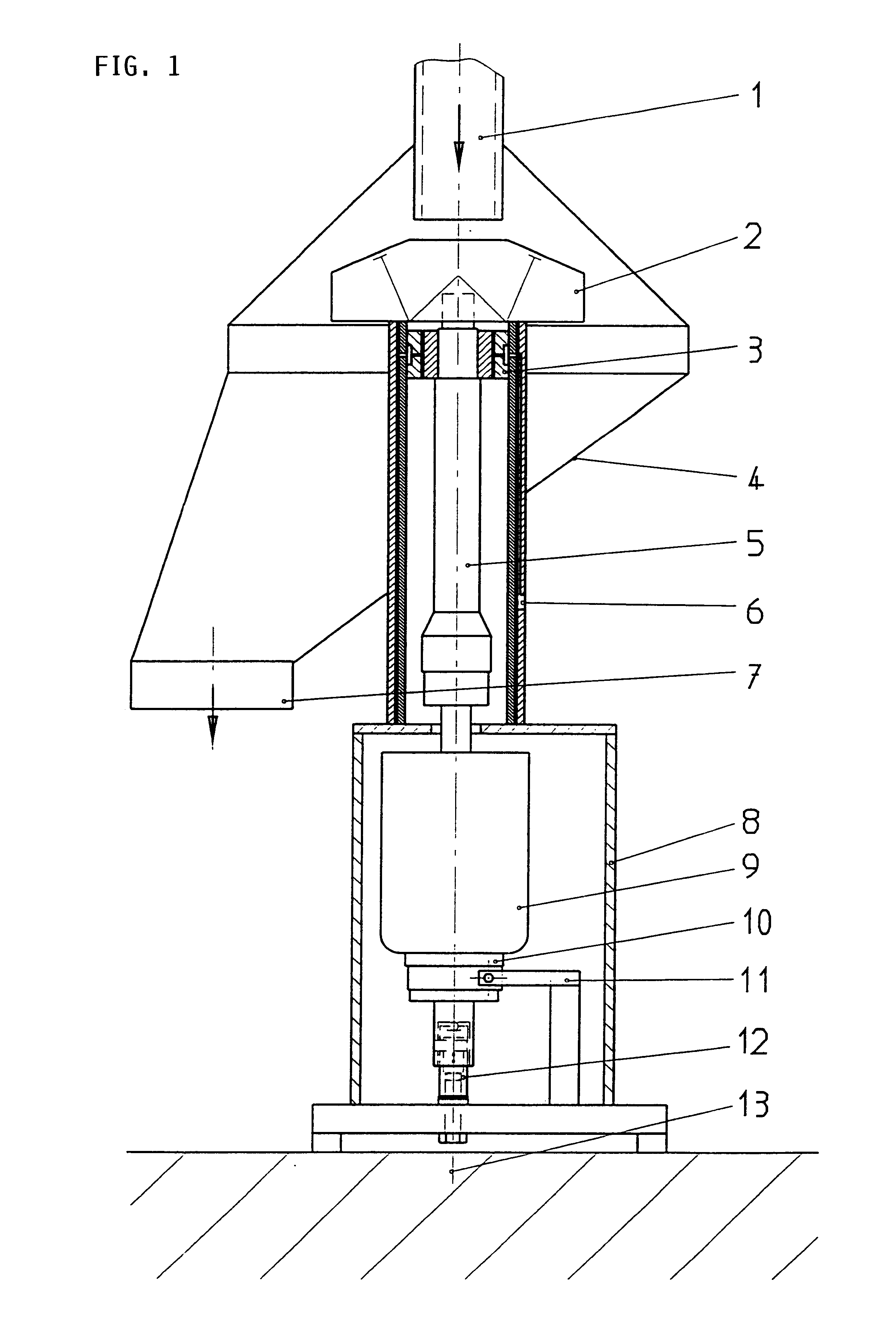 Torque measuring device for a device measuring the flow of material