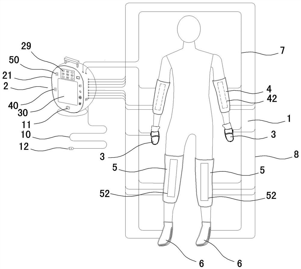 Multifunctional therapeutic apparatus for human body hemiplegia limb rehabilitation and qi deficiency and blood stasis