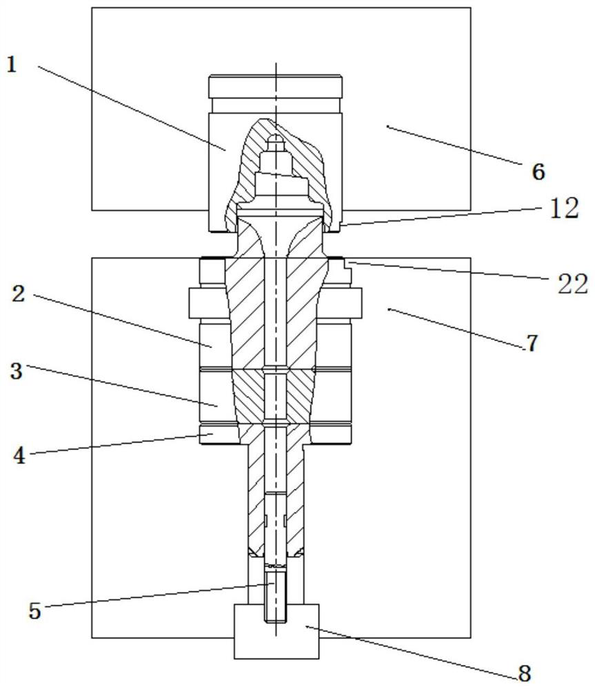 A kind of upsetting head composite mold and the manufacturing method of the upsetting head piece