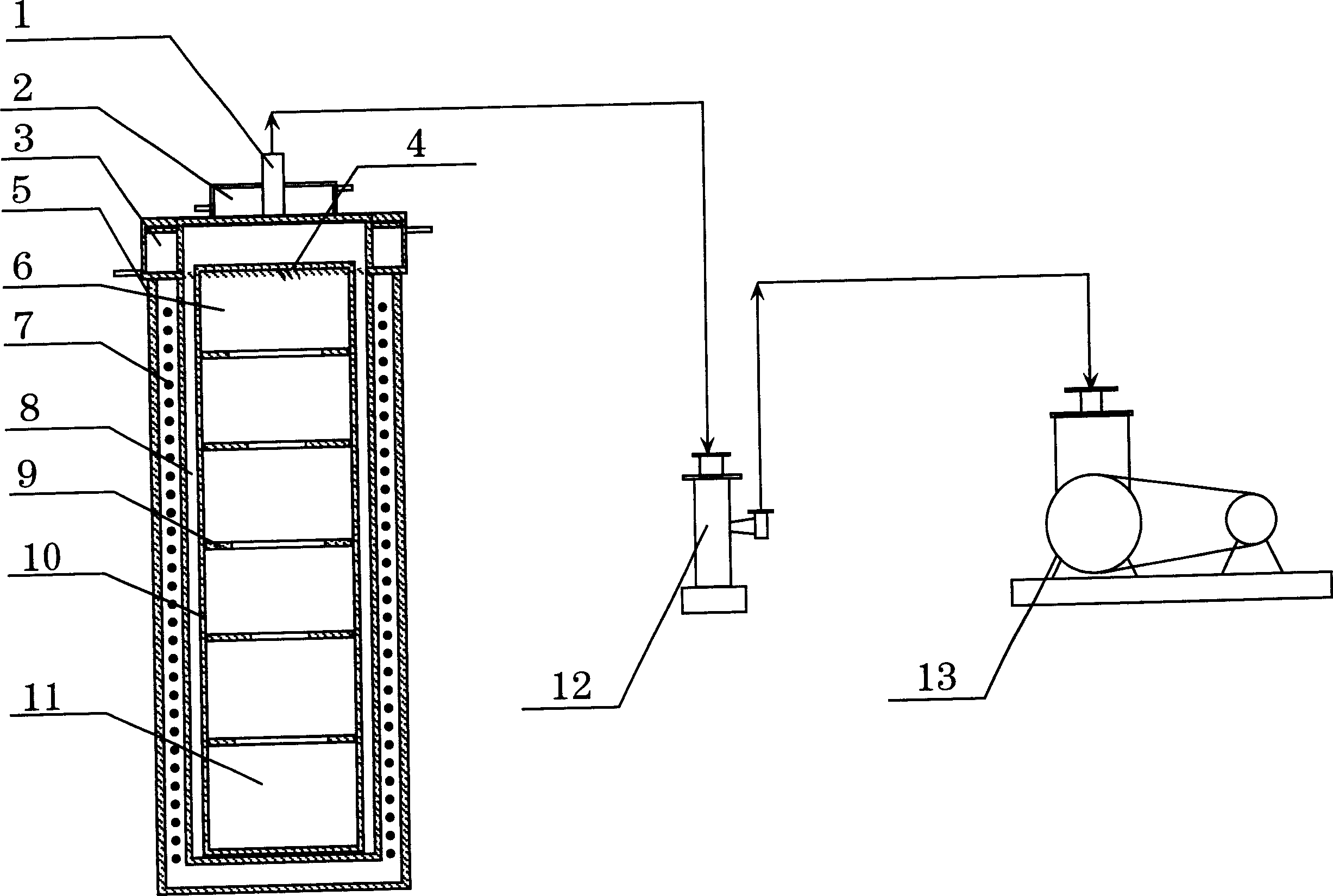 Vacuum recrystallization method for purifying metallic antimony and equipment thereof