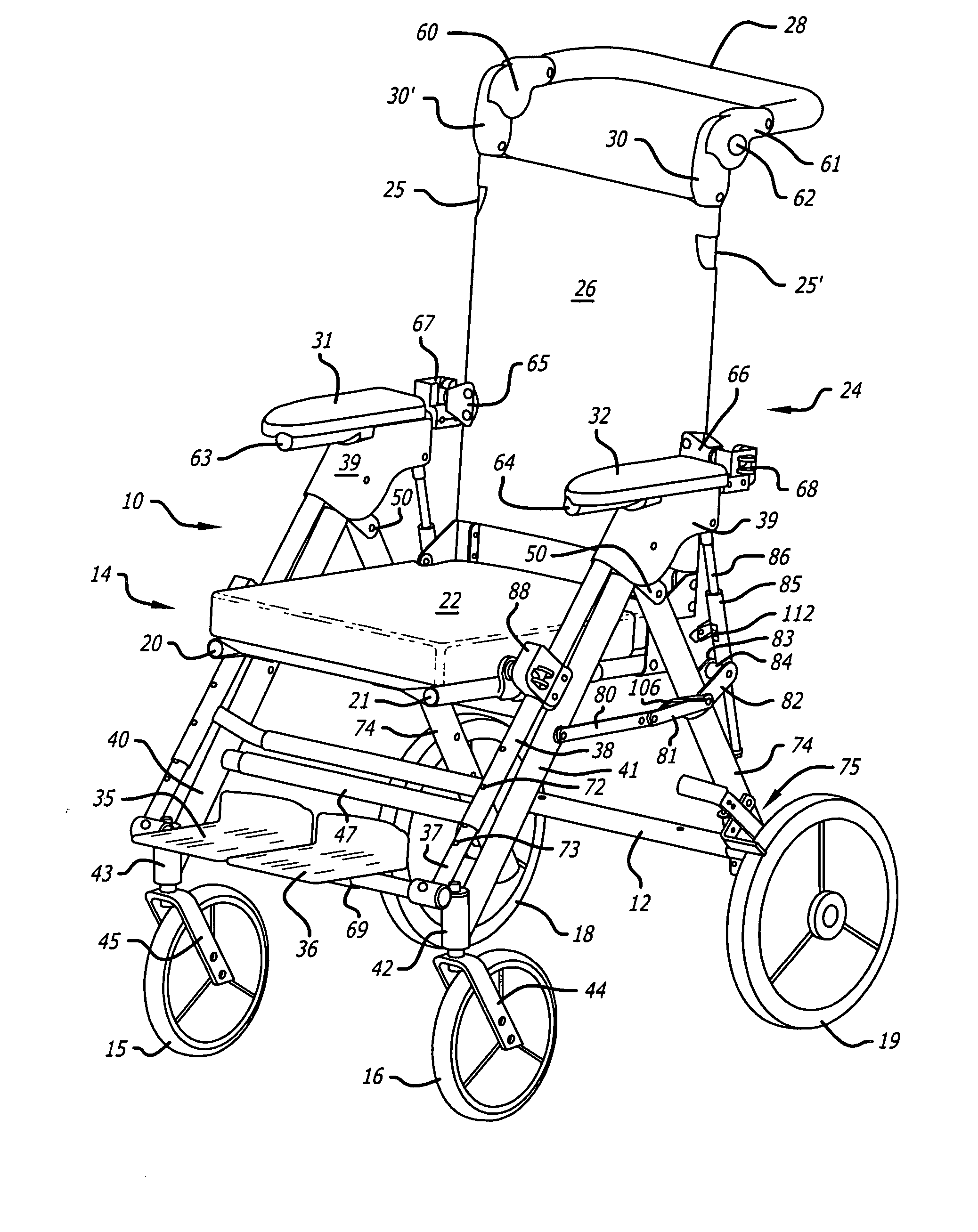 Center-of-gravity tilt-in-space wheelchair