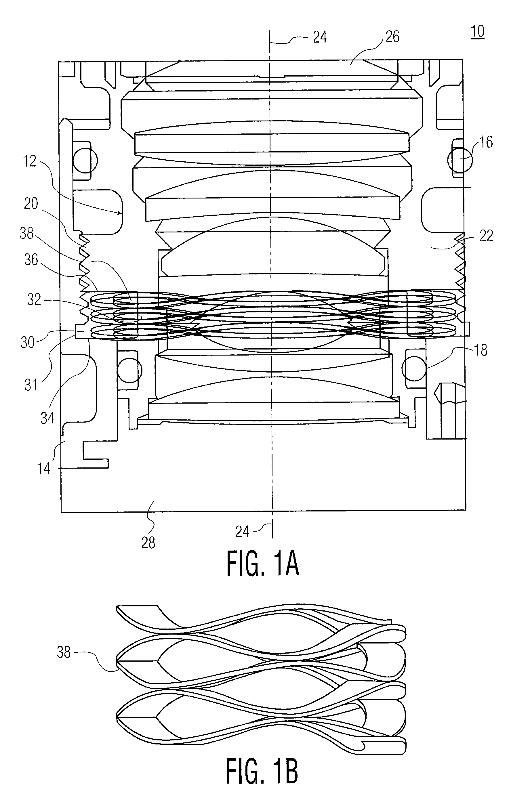 Backlash reducing device for an objective lens assembly