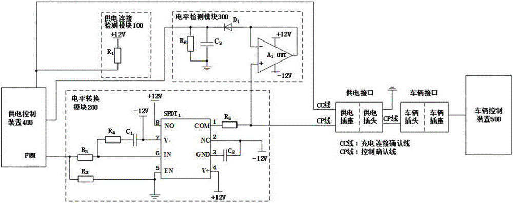 Analogue switch-based electric vehicle charge control guide circuit